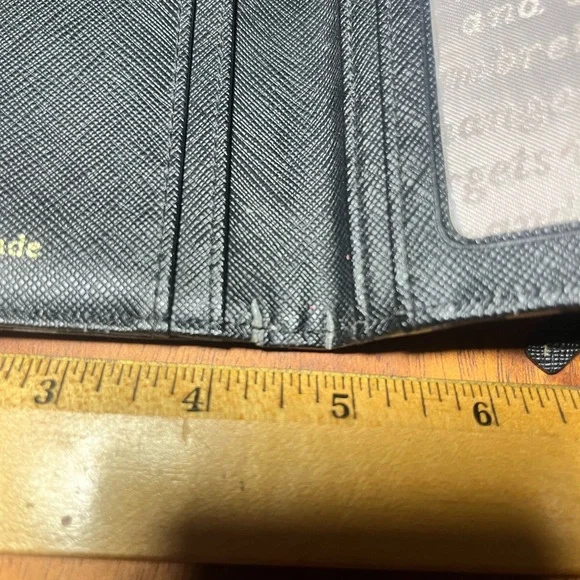 💃 Kate Spade NY Floral Slim Wallet Black Blue Floral Snap A21 - Picture 8 of 11